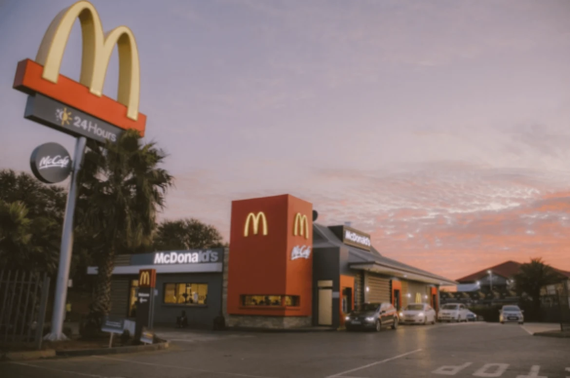 A photo of McDonald's as they dominate the media coverage against their top competitors in a media monitoring report.