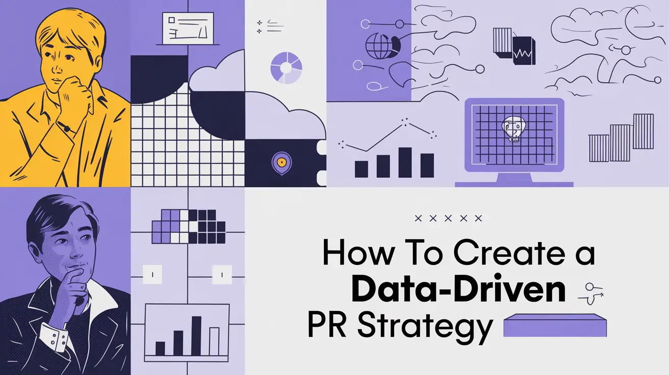 Illustration of a media monitoring report with charts, graphs, and analytics, highlighting the process of creating a comprehensive report.