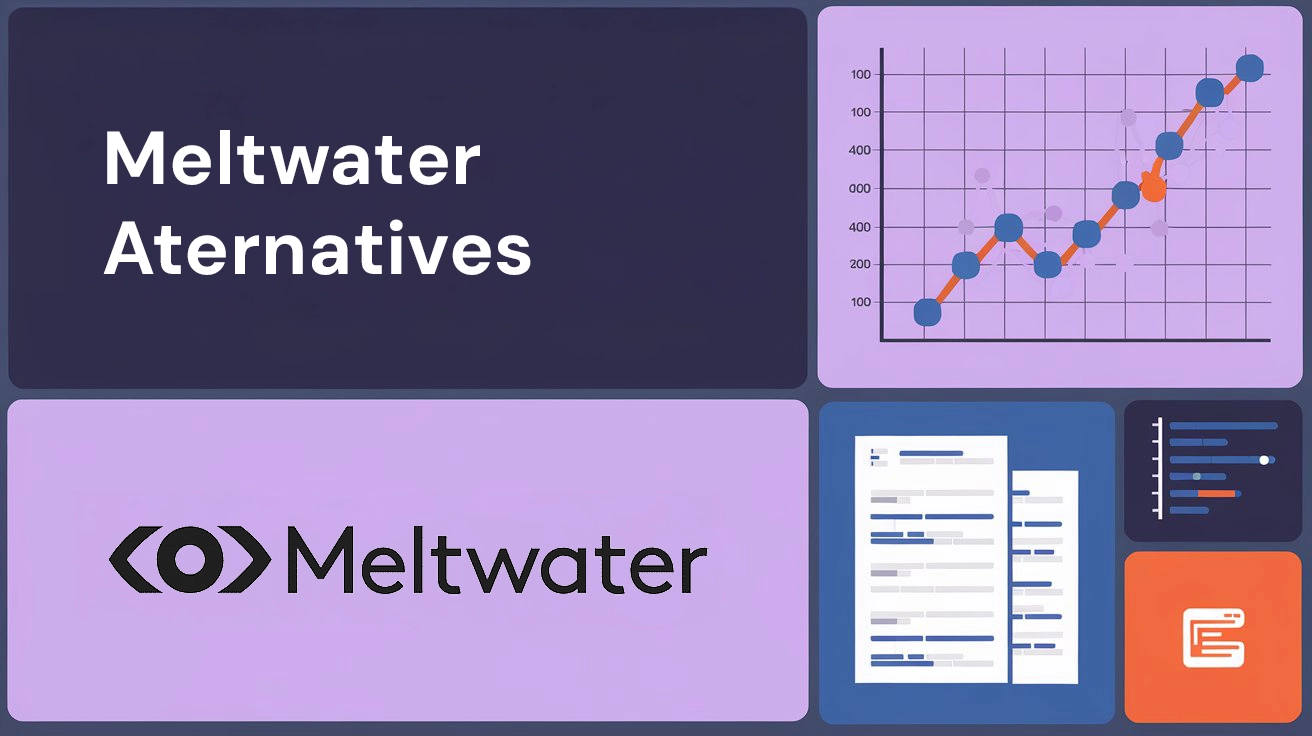 Overview of Meltwater alternatives with charts and data icons