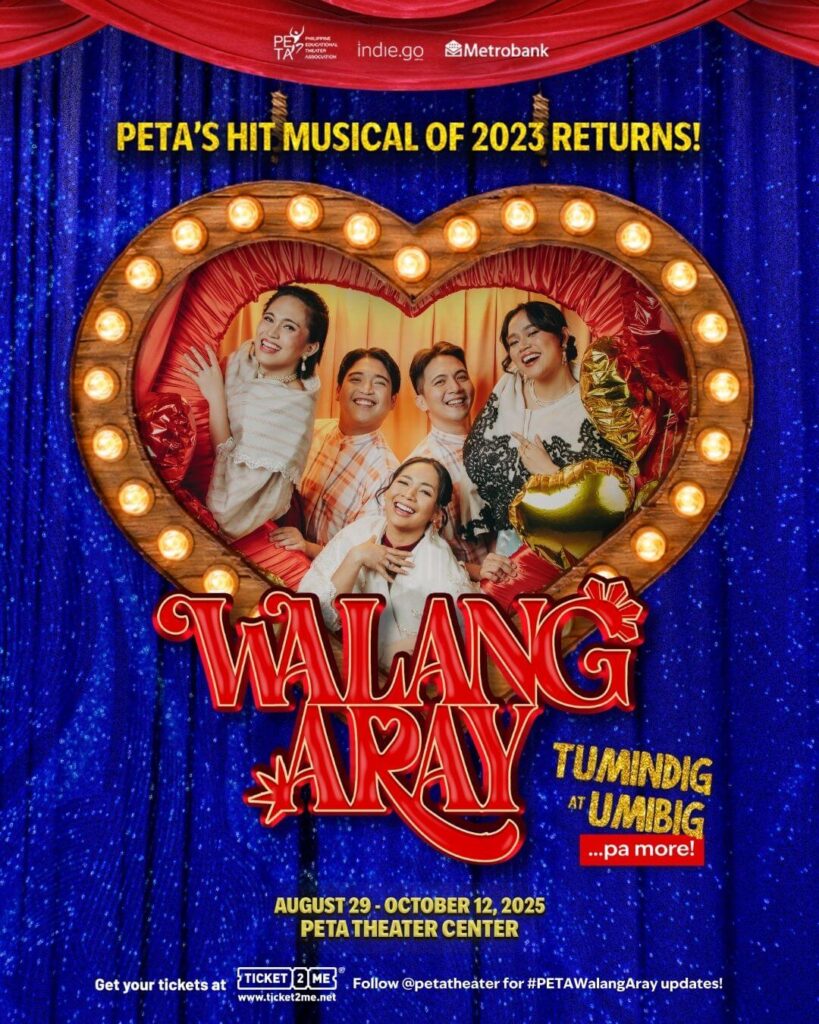 Walang Aray - Manila musicals poster with heart-shaped marquee displaying smiling Filipino cast