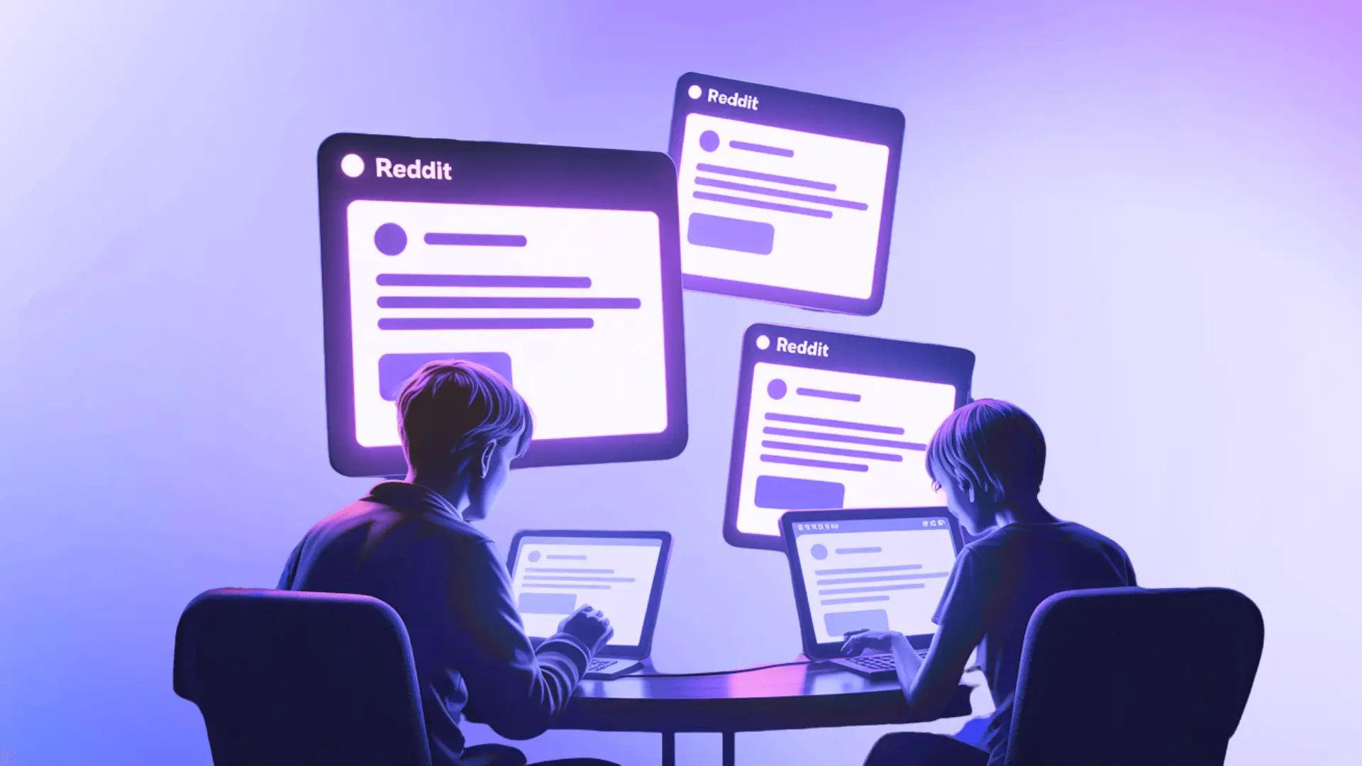 Users browsing true scary stories on reddit communities on their computer screens